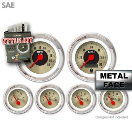 AURORA INSTRUMENTS Style Kit - SAE American Classic Gold IIII, Red Vintage Needles, Chrome Trim Rings GARA126ZE by PABAE